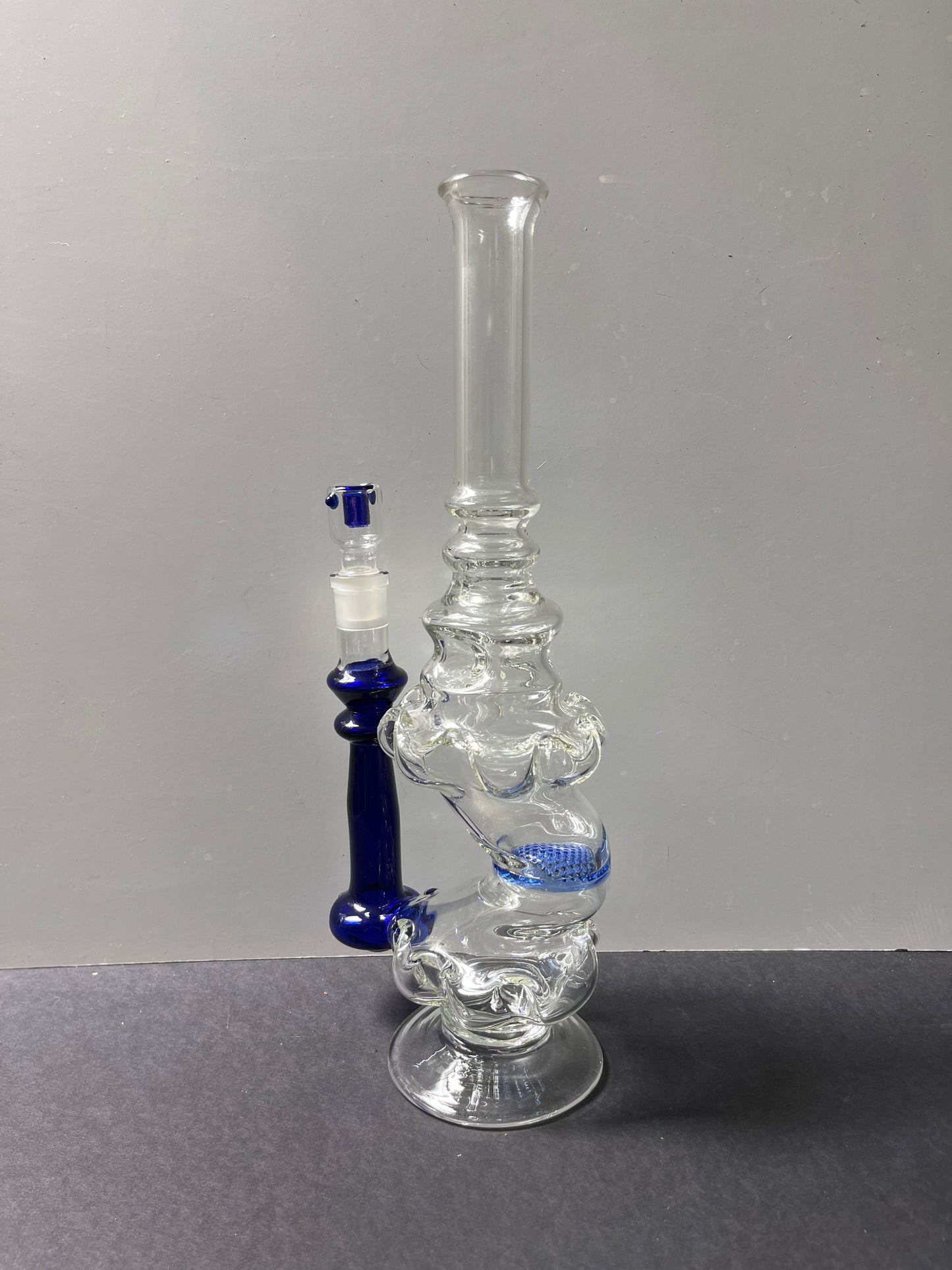 Kinked Blue Flower Vase w/perc