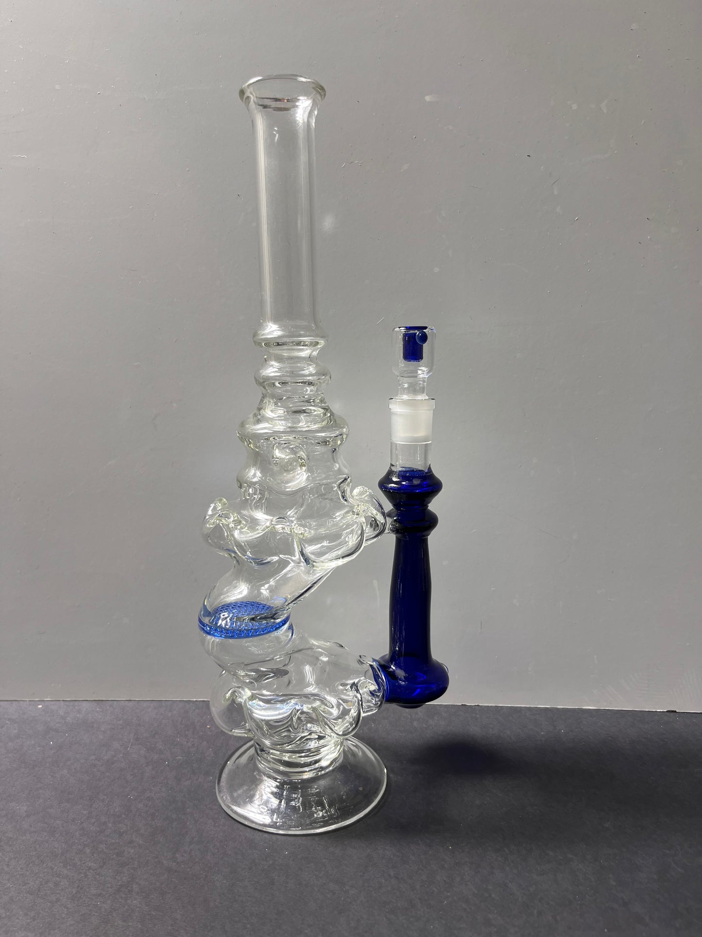 Kinked Blue Flower Vase w/perc
