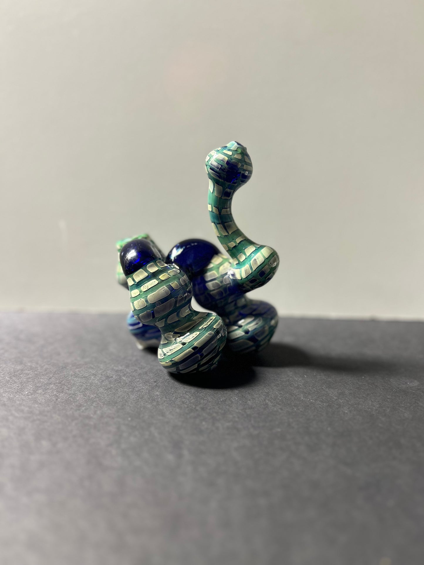 3-Chamber Blue/Green Fancy Bubbler